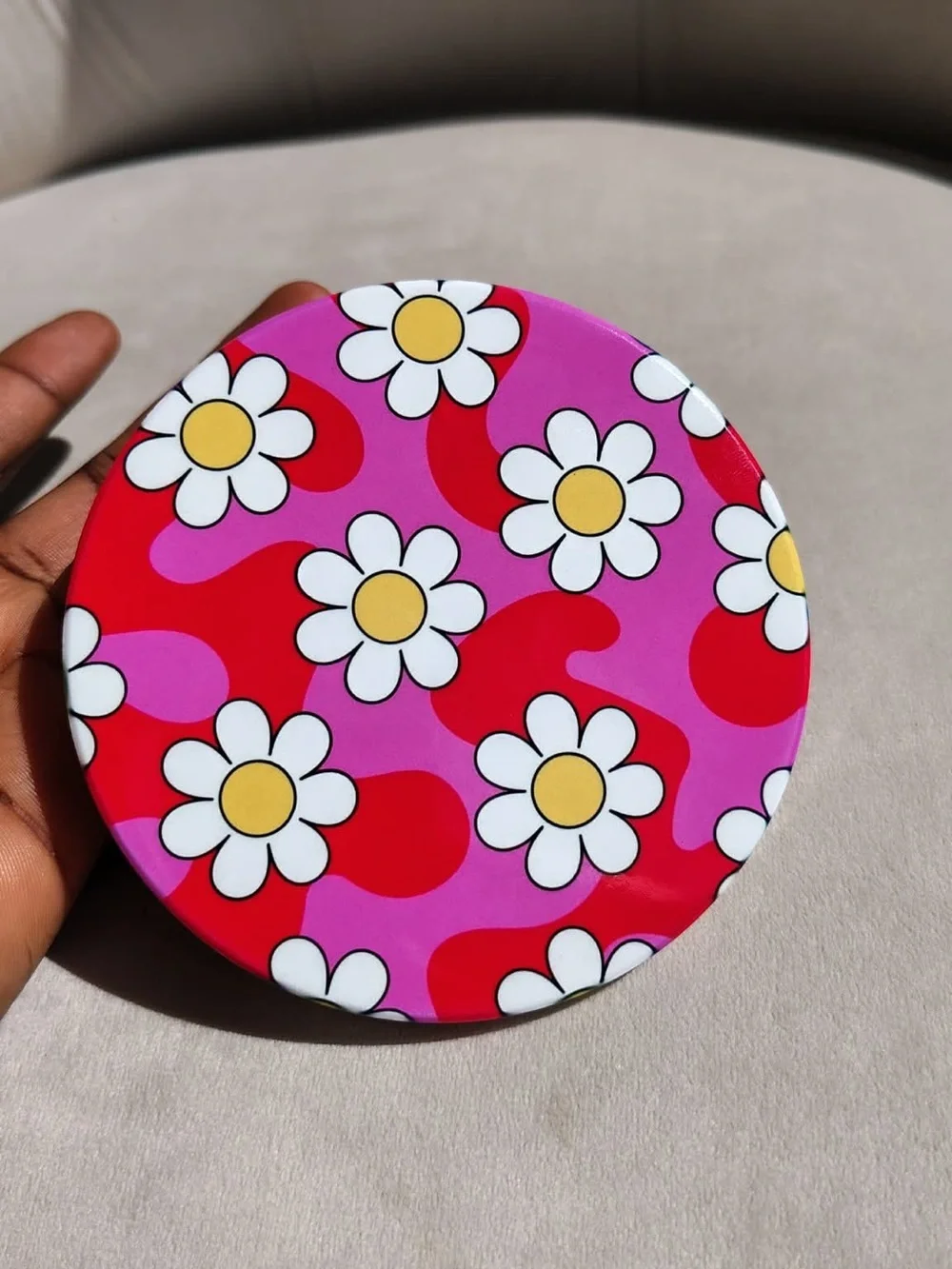 Pink & Red Daisy Sublimation coaster